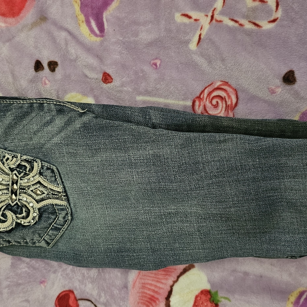 Miss Me Blue Boot Cut Jeans with Intricate Embroidery